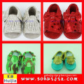 The world best quality Korea sweet tassels sandals soft flat real leather baby moccasins shoes